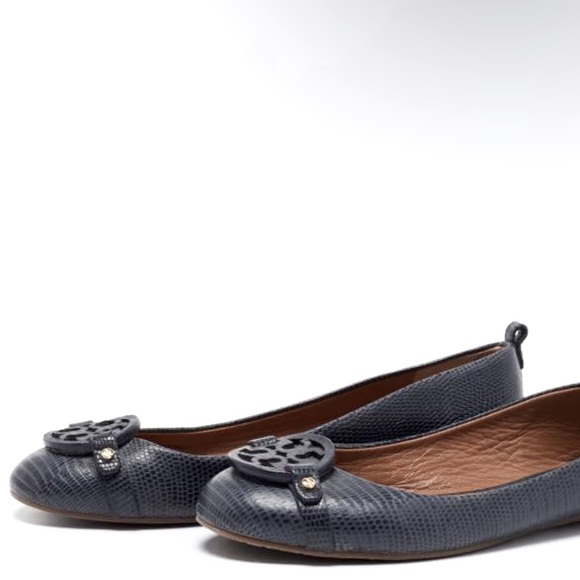 Tory Burch Mini Miller Lizard Leather Ballet Flats - Picture 3 of 16